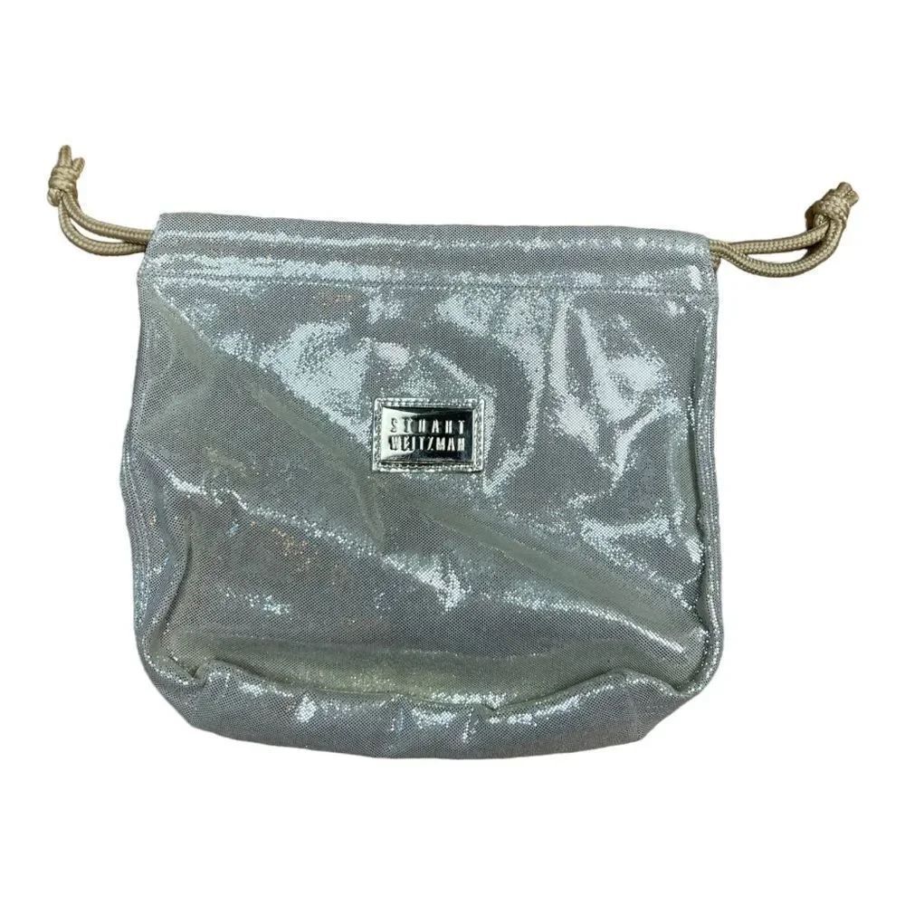 Stuart Weitzman Small Gold Leather Drawstring Pouch Elegant and Versatile